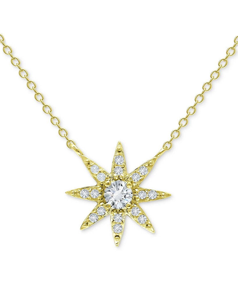 Giani Bernini Cubic Zirconia Starburst Pendant Necklace, 16" + 2" extender, Created for Macy's