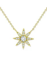 Giani Bernini Cubic Zirconia Starburst Pendant Necklace, 16" + 2" extender, Created for Macy's