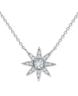 Giani Bernini Cubic Zirconia Starburst Pendant Necklace, 16" + 2" extender, Created for Macy's