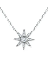 Giani Bernini Cubic Zirconia Starburst Pendant Necklace, 16" + 2" extender, Created for Macy's