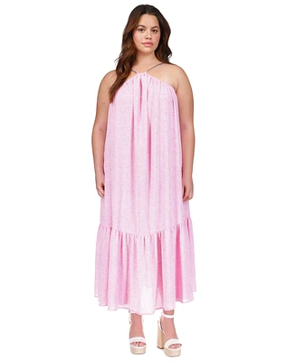 Michael Kors Plus Petal-Print Chain-Strap Maxi Dress