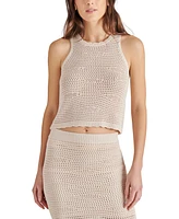 Steve Madden Women's Hannah Fitted Open-Knit Cropped Sweater