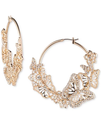 Marchesa Gold-Tone Crystal Butterfly Statement Hoop Earrings