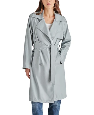 Steve Madden Women's Ilia Double-Breasted Belted Raincoat