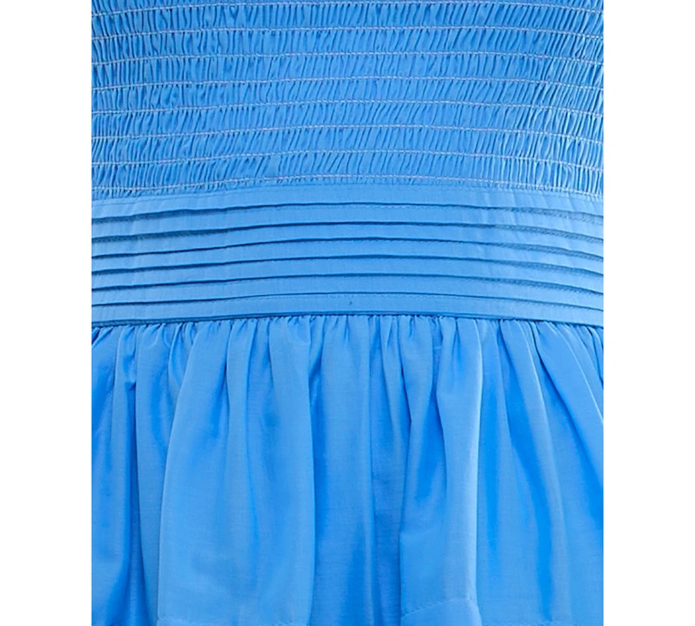 B Darlin Juniors' Puff-Sleeve Smocked Fit & Flare Dress