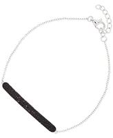 Black Spinel Pave Bar Chain Link Bracelet (5/8 ct. t.w.) in Sterling Silver