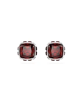 Swarovski Rhodium Plated Square Cut Color Birthstone Stud Earrings