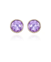 T Tahari Gold-Tone Lilac Violet Glass Stone Stud Earrings