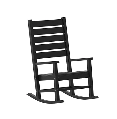 Fielder Contemporary Rocking Chair, All-Weather Hdpe Indoor/Outdoor Rocker