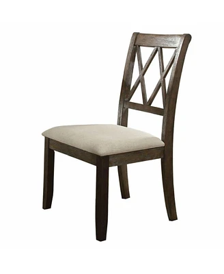 Simplie Fun Claudia Side Chair (Set of 2) In Beige Linen & Salvage Brown