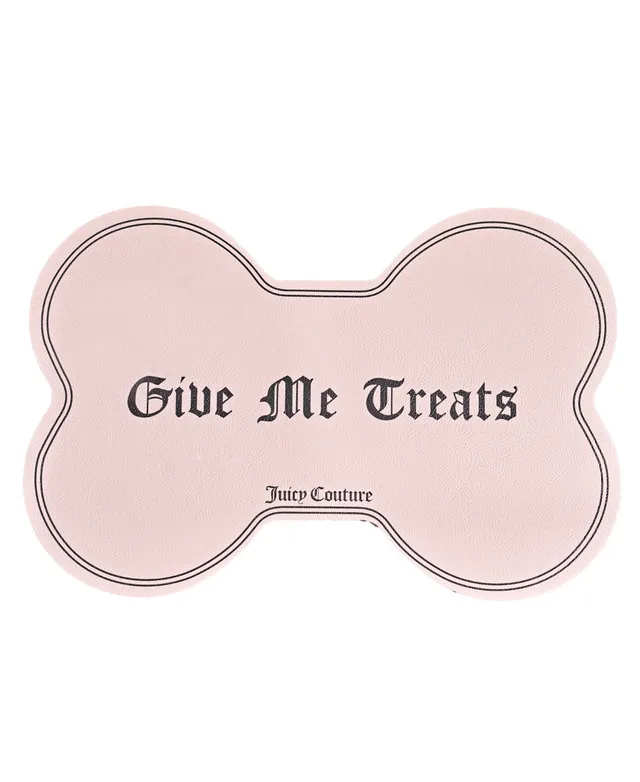 Juicy Couture Give Me Treats Pet Placemat Bone Shaped Dog Cat Food Mat,  16 x 24