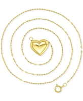 Polished Puff Heart Pendant Necklace in 10k Gold, 16" + 2" extender