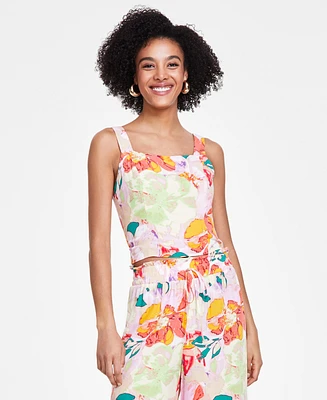 Bar Iii Women's Floral-Print Square-Neck Tank Top, Created for Macy's