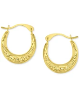 Crystal Pave Small Hoop Earrings in 10k Gold, 0.59"