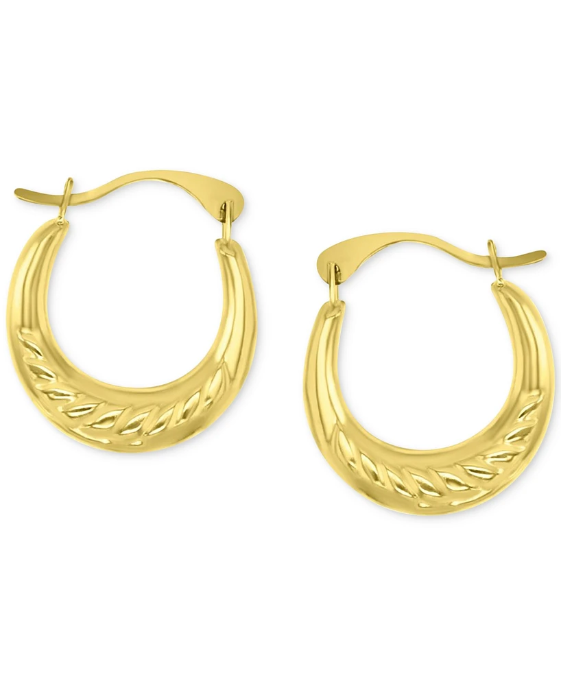 Crystal Pave Small Hoop Earrings in 10k Gold, 0.61"