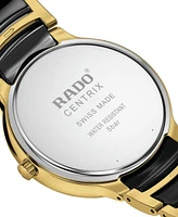 Rado Unisex Swiss Centrix Black Ceramic & Gold Pvd Bracelet Watch 40mm
