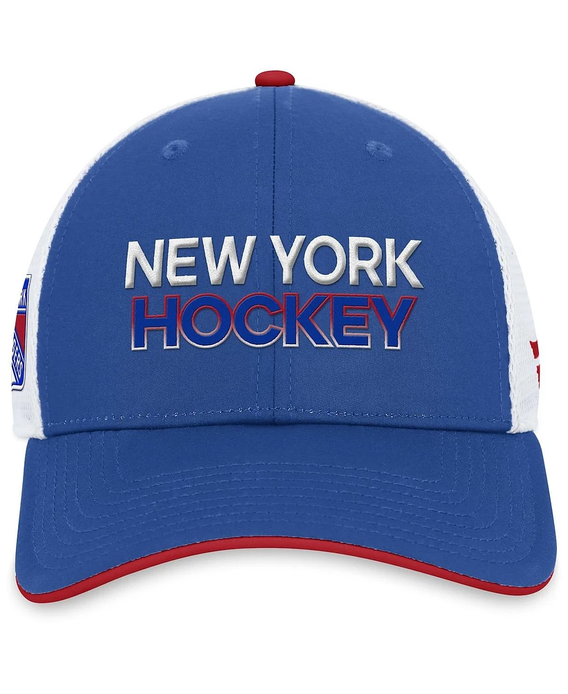 Men's Fanatics Blue New York Rangers Authentic Pro Rink Trucker Adjustable Hat