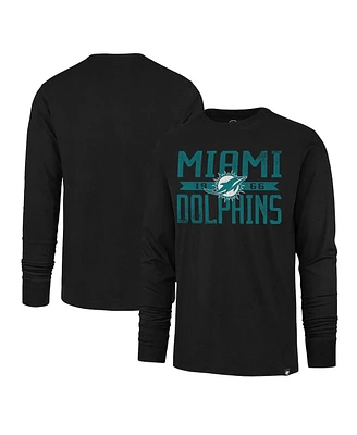 Men's '47 Brand Black Distressed Miami Dolphins Wide Out Franklin Long Sleeve T-shirt