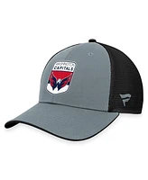 Men's Fanatics Gray, Black Washington Capitals Authentic Pro Home Ice Trucker Adjustable Hat