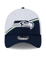 Men's New Era White, Navy Seattle Seahawks 2023 Nfl Sideline 39THIRTY Flex Hat