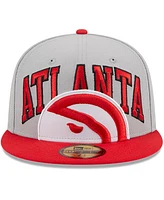 Men's New Era Gray, Red Atlanta Hawks Tip-Off Two-Tone 59FIFTY Fitted Hat