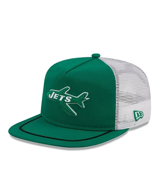 Men's New Era Kelly Green, White New York Jets Original Classic Golfer Adjustable Hat