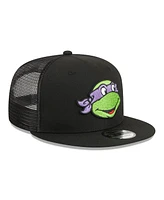 Men's New Era Black Teenage Mutant Ninja Turtles Happy Donatello Trucker 9FIFTY Snapback Hat