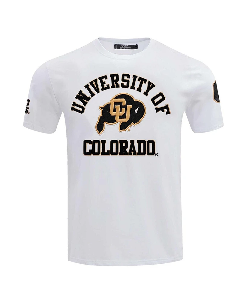 Men's Pro Standard White Distressed Colorado Buffaloes Classic Stacked Logo T-shirt