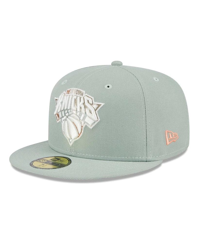 Men's New Era Green York Knicks Springtime Camo 59FIFTY Fitted Hat