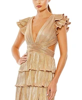 Women's Ieena Ruffle Tiered Criss Cross Lace Up Gown