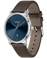 Hugo Boss Men's Dean Quartz Basic Calendar Brown Leather Watch 41mm