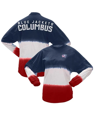 Women's Spirit Jersey Navy, Red Columbus Blue Jackets Ombre Long Sleeve T-shirt