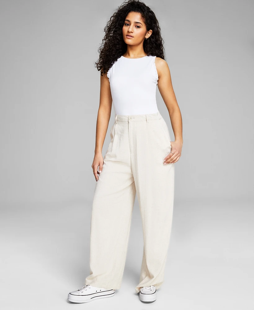 And Now This Women's Linen Blend Wide-Leg Trousers, Created for Macy's