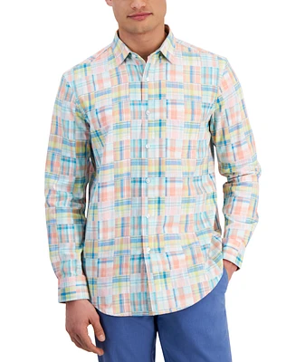 Club Room Men's Madras Plaid Long Sleeve Button-Front Shirt, Created for Macy's