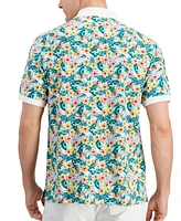 Club Room Men's Libra Textured Short Sleeve Floral Print Performance Polo Shirt, Created for Macy's