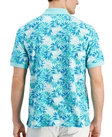 Club Room Men's Dello Textured Short Sleeve Leaf-Print Performance Polo Shirt, Created for Macy's