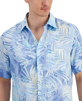 Club Room Men's Gado Leaf-Print Short-Sleeve Linen Shirt, Created for Macy's