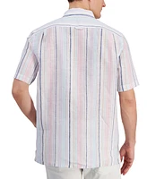 Club Room Men's Dart Striped Short-Sleeve Linen Shirt, Created for Macy's