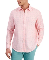 Club Room Men's Quincy Medallion-Print Linen Shirt, Created for Macy's