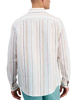 Club Room Men's Dart Stripe Linen Long-Sleeve Shirt, Created for Macy's