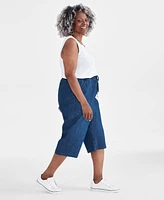 Style & Co Plus Drawstring Chambray Capri Pants, Created for Macy's