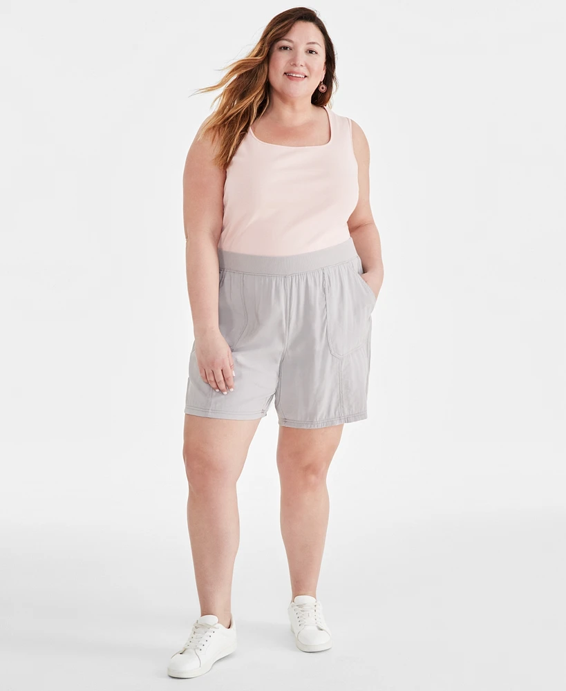 Style & Co Plus Size Mid Rise Pull-On Shorts, Created for Macy's