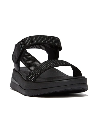 FitFlop Women's Surff Two-Tone Webbing or Leather Back-Strap Sandals