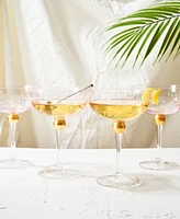 The Wine Savant Pallo Tinted Glass Crystal Champagne Saucer, 9 oz Set of 4