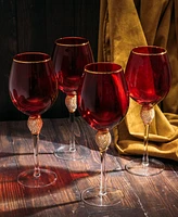 The Wine Savant Set of 4 Diamond Stemmed Wine Glasses, 14 oz Set of 4