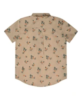 B by Brooks Brothers Big Boys Pineapple Print Woven Short Sleeve Poplin Shirt