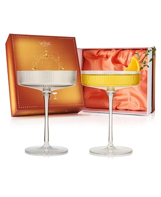 The Wine Savant Ribbed Eve Martini and Champagne Coupe Cocktail Glasses, Set of 2