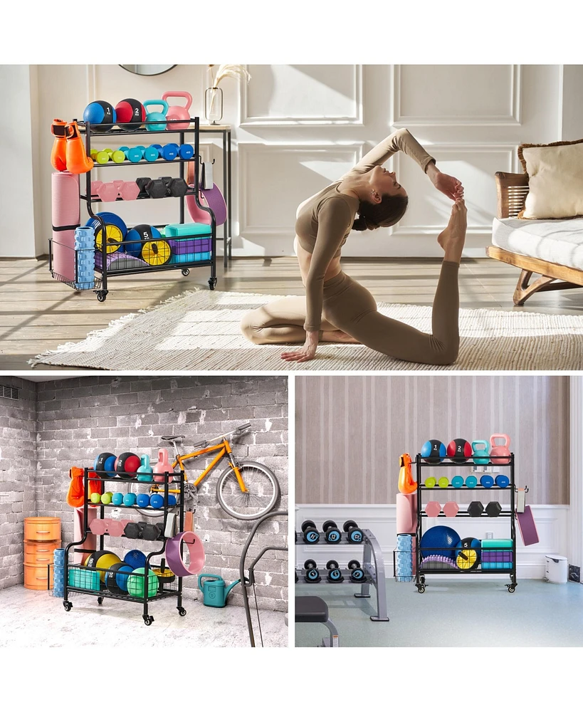 Lugo Heavy-Duty Heavy Duty Dumbbell Storage Rack & Stand with Wheels and Hooks