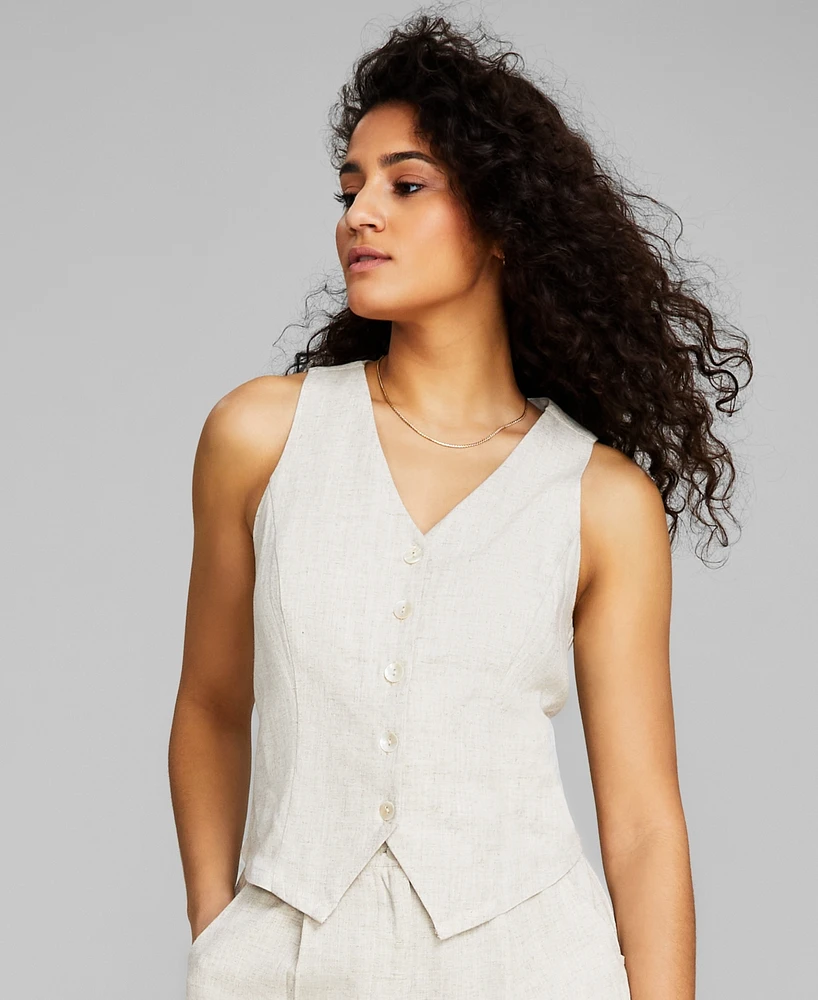 And Now This Women's Linen-Blend Vest, Created for Macy's