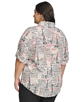 Karl Lagerfeld Paris Plus Whimsical Woven Shirt, First@Macy's